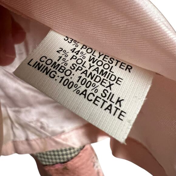 Rebecca Taylor Brown Pink Wool Houndstooth A-Line Knee Length Skirt Size 6 - Picture 6 of 10